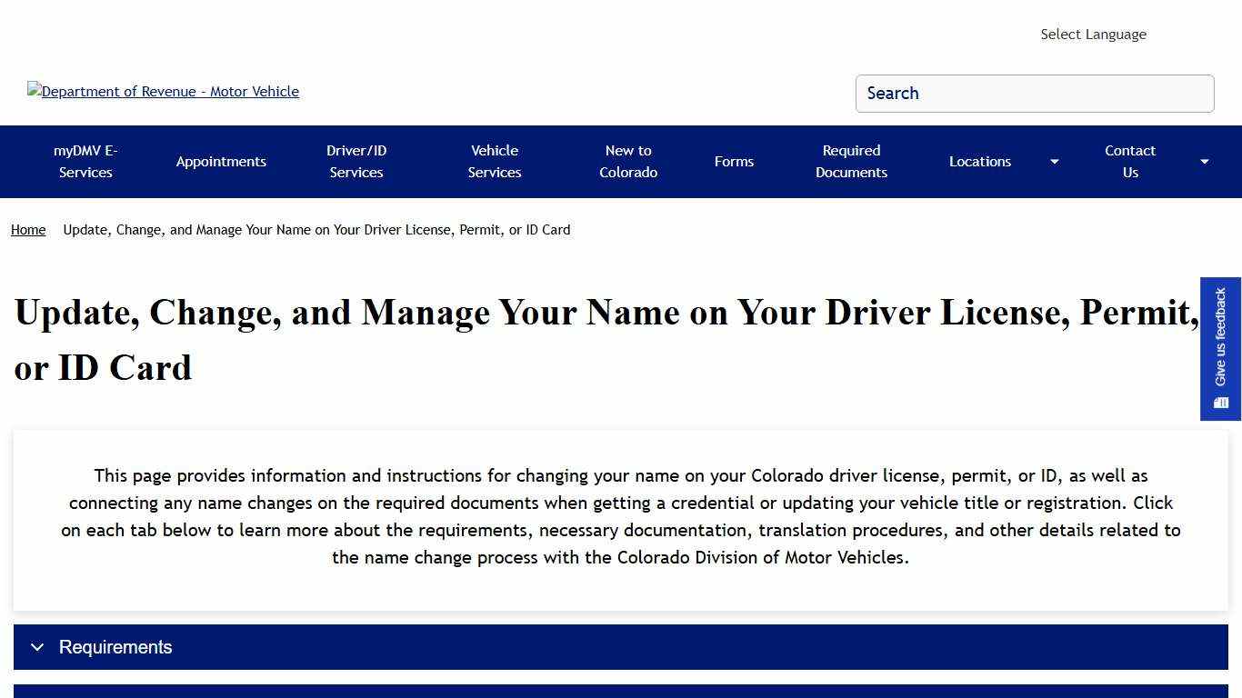 Update, Change, and Manage Your Name on Your Driver License, Permit, or ID Card Department of Revenue - Motor Vehicle