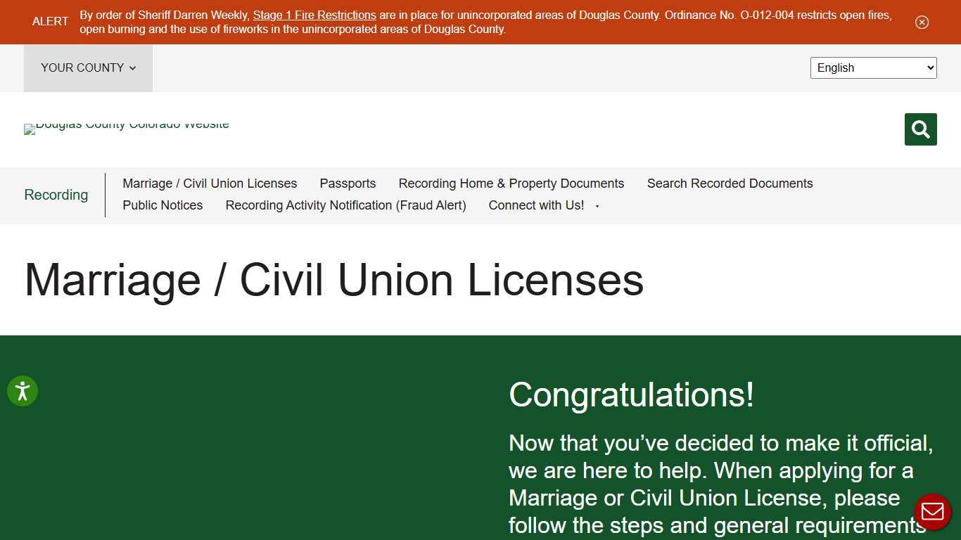 Marriage / Civil Union Licenses - Douglas County