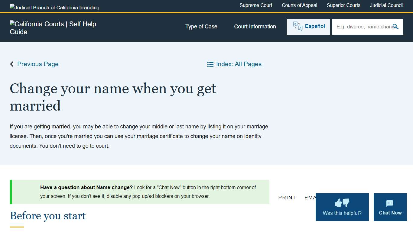 Change your name when you get married California Courts Self Help Guide